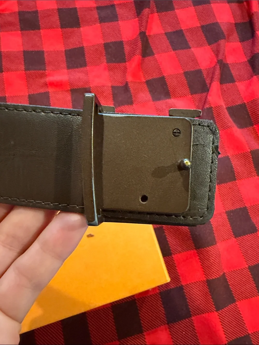 Louis Vuitton Brown/Black Damier Belt with Black LV Buckle